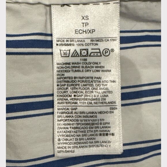 GAP Striped Cropped Button-Up Shirt – Blue & White, Size XS - Picture 4 of 4